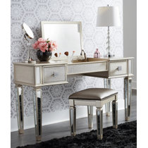 Rippeon makeup vanity set with stool and mirror 2024 house of hampton